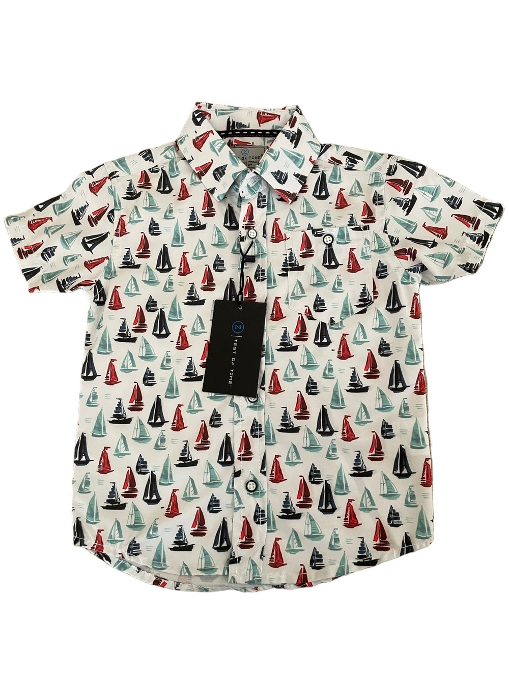 Test of Time White Short-Sleeve Button-Down Print Shirt Size 2T NWT